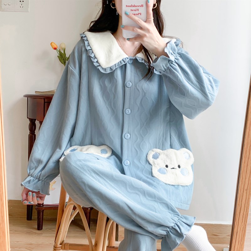 月子服春秋纯棉产后哺乳家居服长袖11月份10空气棉孕妇睡衣秋冬季