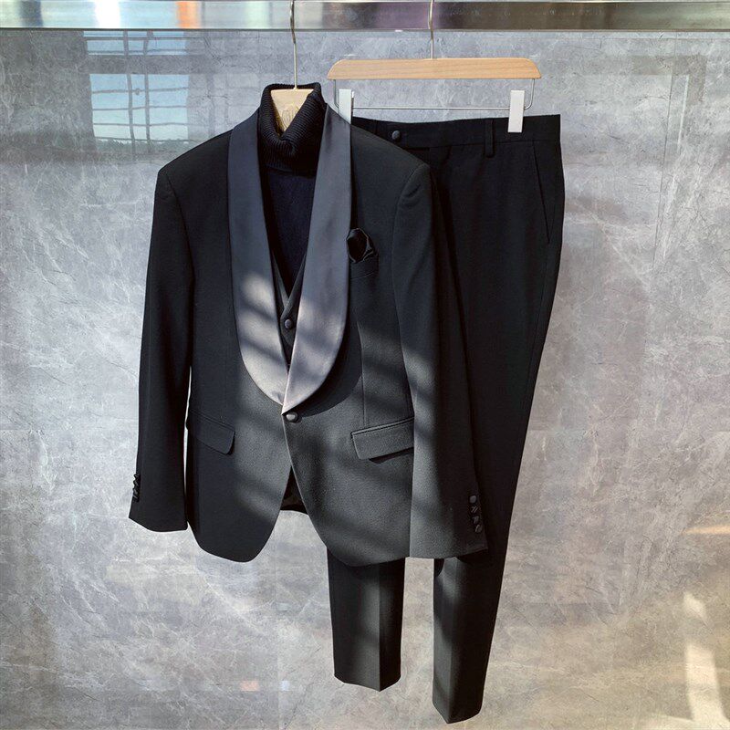 英伦风礼服修身西装外套男士商务正装结婚新郎时尚西服套装两件套