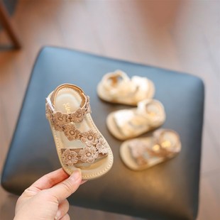 夏季新款女宝宝鞋子花朵凉鞋1一2-3岁幼儿学步鞋软底婴儿鞋小童鞋
