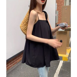 孕妇装吊带背心女夏季2025新款外穿黑色无袖一字肩露肩上衣春秋款