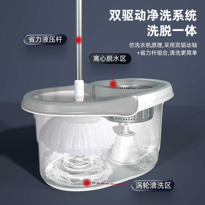 旋转拖把桶2024新款双驱动免手洗家用吸水客厅拖地神器懒人拖把桶