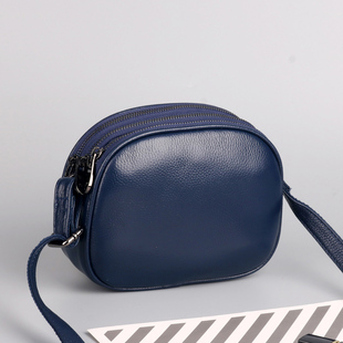 女士单肩斜挎包 头层牛皮小圆包夏季 真皮女包2021新款 多层小包时尚