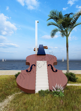 网红云端大提琴天梯摆件户外景区打卡拍照区云梯景观布置装饰道具