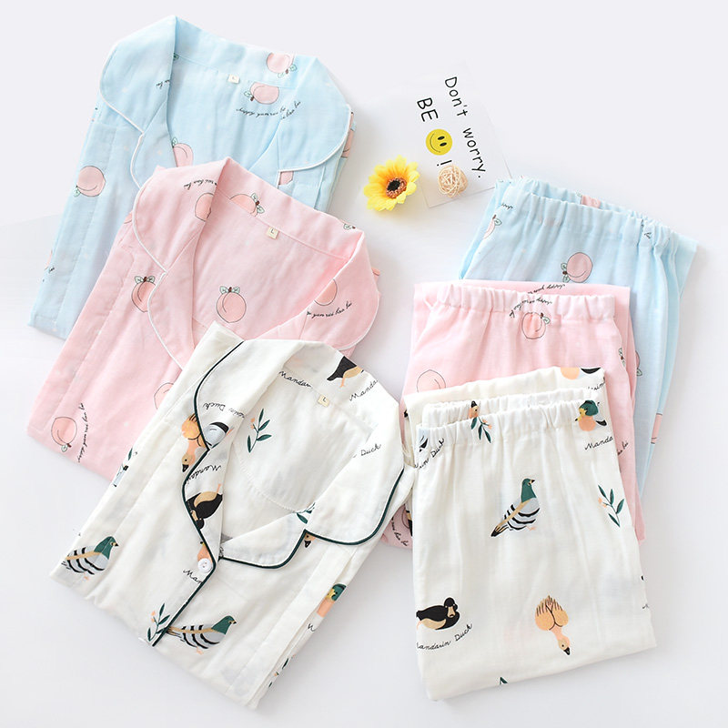 月子服夏季薄款纯棉纱p布产后孕妇睡衣夏装哺乳睡衣喂奶家居服套