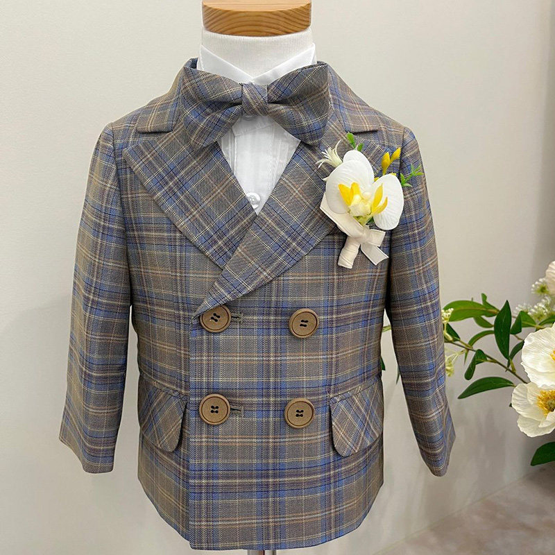 男童西装儿童礼服套装英伦风花童演出服走秀帅气男宝周岁生日西服