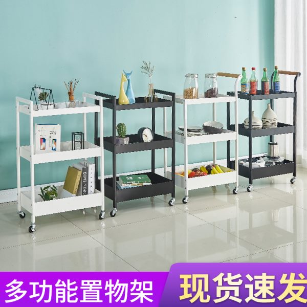 厨房置物架落地多层可移动碳钢小推车收纳架蔬菜篮子菜架子置物车