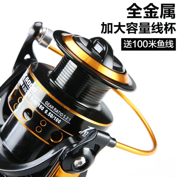 多点DC全金属线杯鱼轮海竿轮鱼线轮抛竿纺车轮钓渔轮路亚矶竿鱼轮