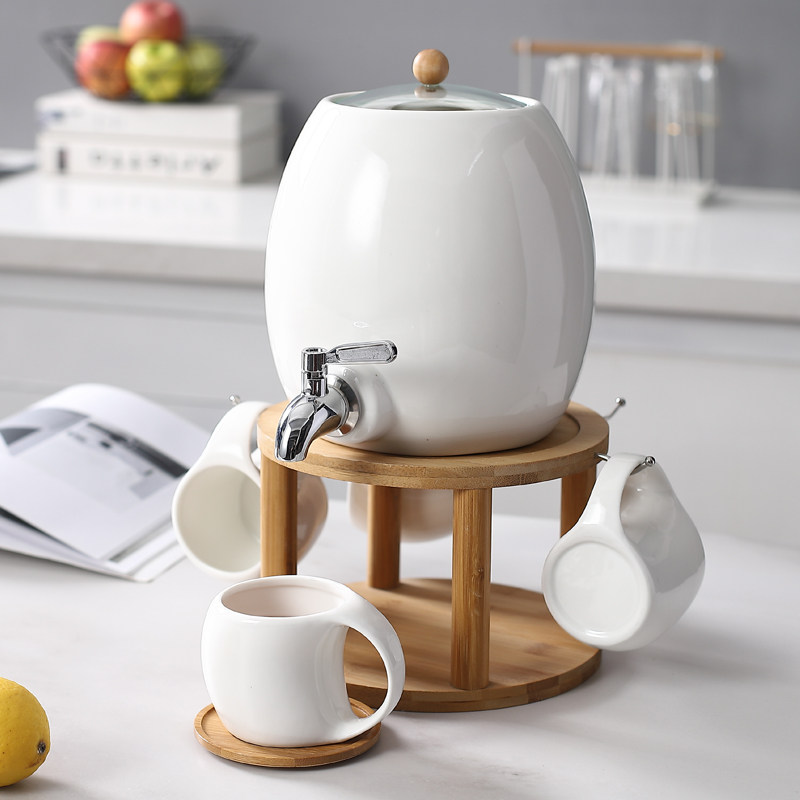 耐高温陶瓷冰箱冷水壶套装家用水杯可乐大容量创意凉水壶带水龙头