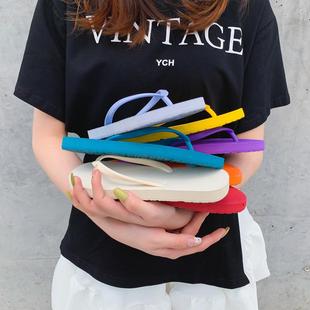 平 人字拖鞋 女外穿ins潮2022新款 夏季 平底防滑夹脚海边沙滩凉拖鞋