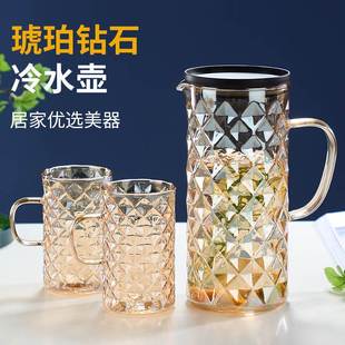 玻璃冷水壶北欧大容量果汁壶电镀凉水壶耐高温家用凉白开水杯套装