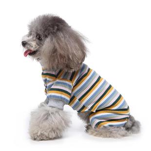 跨境休闲条纹睡衣狗狗衣服 泰迪比熊小型犬弹力透气宠物服装