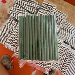 餐吧 鸡尾酒 田园派对风格 珍珠纸吸管 230mm纯墨绿色平口散装