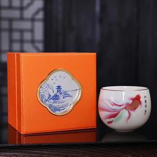 羊脂玉简约白瓷茶杯单杯功夫茶具家用 新款 主人杯品茗禅定杯