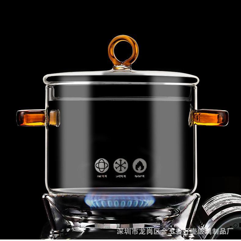 玻璃锅明火耐高温小奶锅透明汤锅电陶炉汤碗煮锅炖锅煲茶具消毒锅