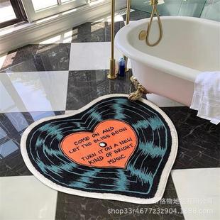 跨境仿羊绒复古CD磁盘碟片吸水地垫入户门脚垫门垫卫浴地垫防滑垫