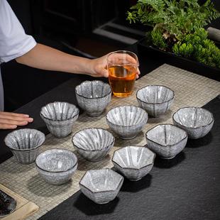 黑冰裂陶瓷品茗杯家用主人杯个人杯功夫茶具大号茶杯单个茶盏