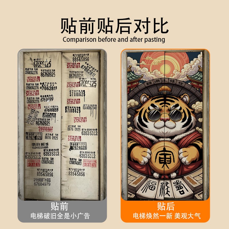 卡通创意电梯门贴纸儿童房卧室门装饰贴画入户门商场贴自粘门贴画图片