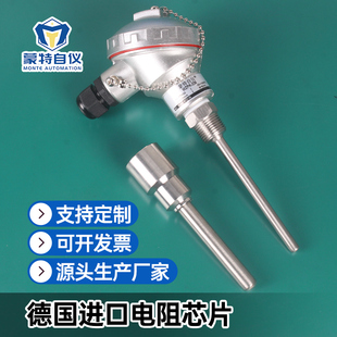 pt100热电阻偶温度感测器一体化温度变送带保护盲套管K型高温铠装