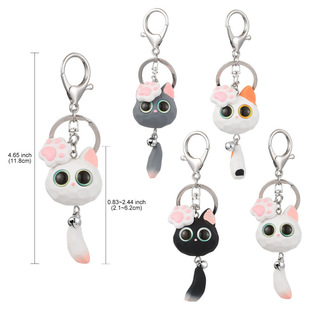 可爱卡通树脂大眼猫铃铛钥匙扣情侣闺蜜包包车载挂件娃娃机小礼品