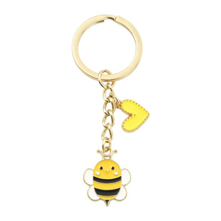 创意可爱合金动物小蜜蜂爱心钥匙扣卡通简约小饰品包包车钥匙挂件