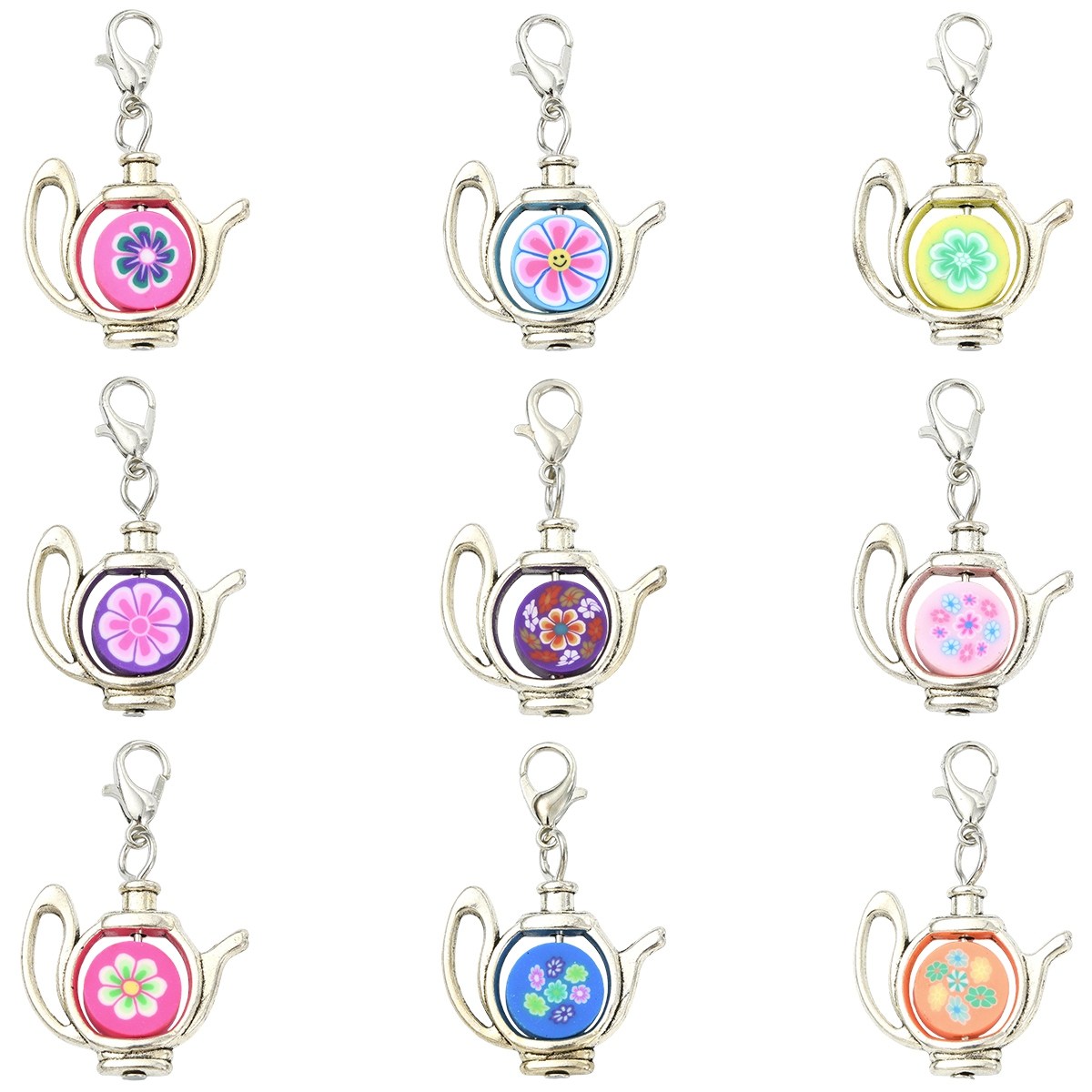 软陶花茶壶造型钥匙扣挂件个性创意DIY饰品包包挂饰项链耳环配饰