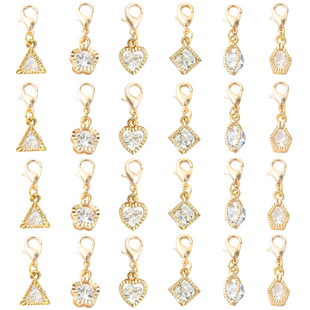 DIY饰品配件几何形合金镶锆石挂件高级设计感小众锁骨链耳饰吊坠