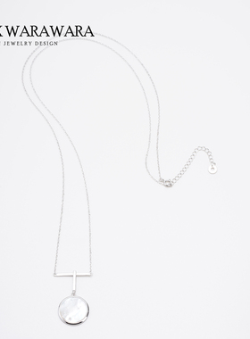 银镶贝母圆圈吊坠项链女毛衣链