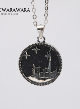 BOXWARAWARA925银项链蓝砂石男女