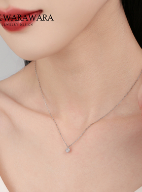 四爪镶钻项链女纯银锁骨链高级感