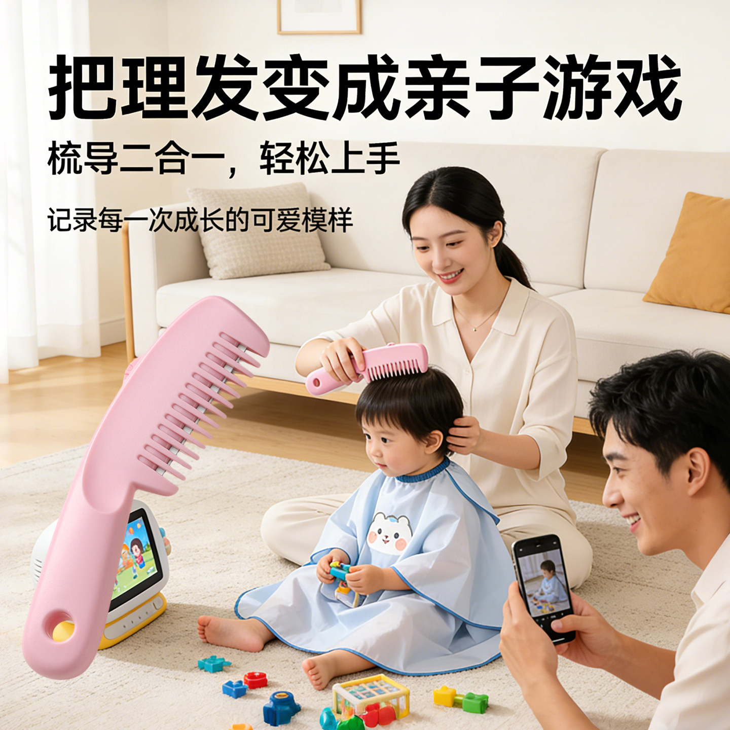 儿童宝宝理发器剪头发神器家用自己剪削发梳子女士理发刘海修剪器