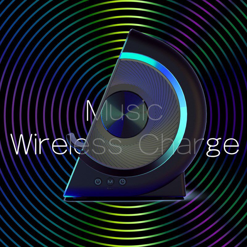 2024新款蓝牙音箱手机无线充时钟闹钟便携FM收音多功能创意音响