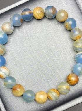 天然蓝安力士蓝方解石手串原矿阿根廷蓝纹石手链单圈半宝石饰品女