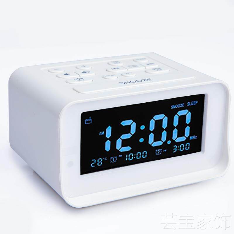 新品LEDc数字卧室闹钟收音机带usb充电口钟控温度电子台座钟