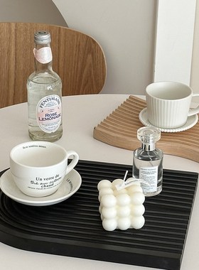 风创意不规质黑色托盘装饰摆件桌面香薰托盘X收纳拍照道具