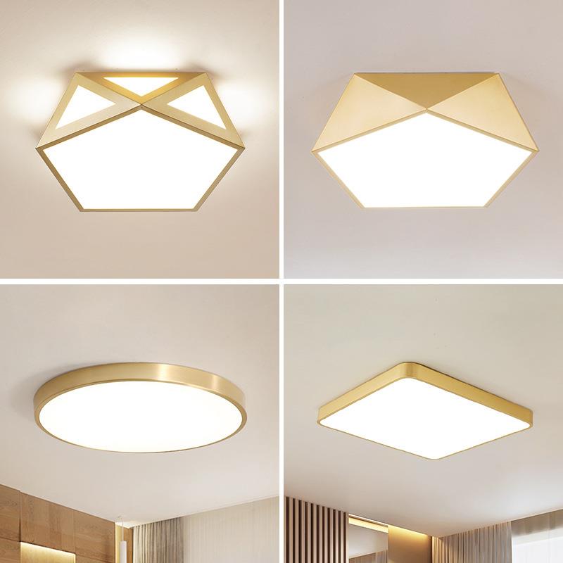 超薄led吸顶灯简约金色圆形家用客厅餐厅儿童房间卧室灯具