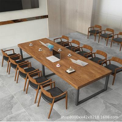 实木办公桌会议桌长桌现代会议室洽谈开会桌简约大型长条桌椅组合