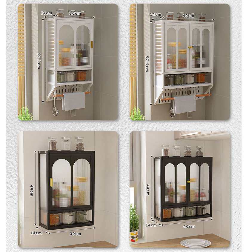 厨房调料置物架 DIY洞洞板壁挂式免打孔挂墙收纳柜带磁吸柜门防尘