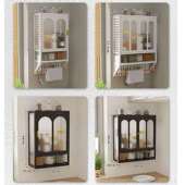 厨房调料置物架 免打孔挂墙收纳柜带磁吸柜门防尘 DIY洞洞板壁挂式