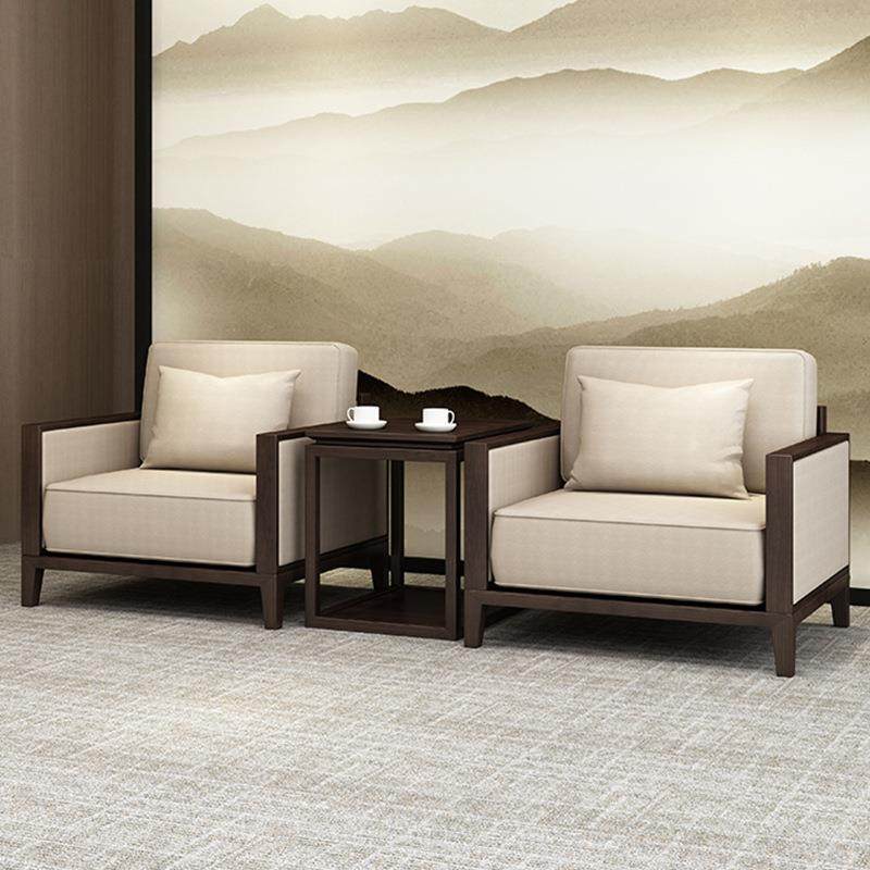 会议室贵宾接待室会客办公沙发新中式实木现代单人位简约办公室