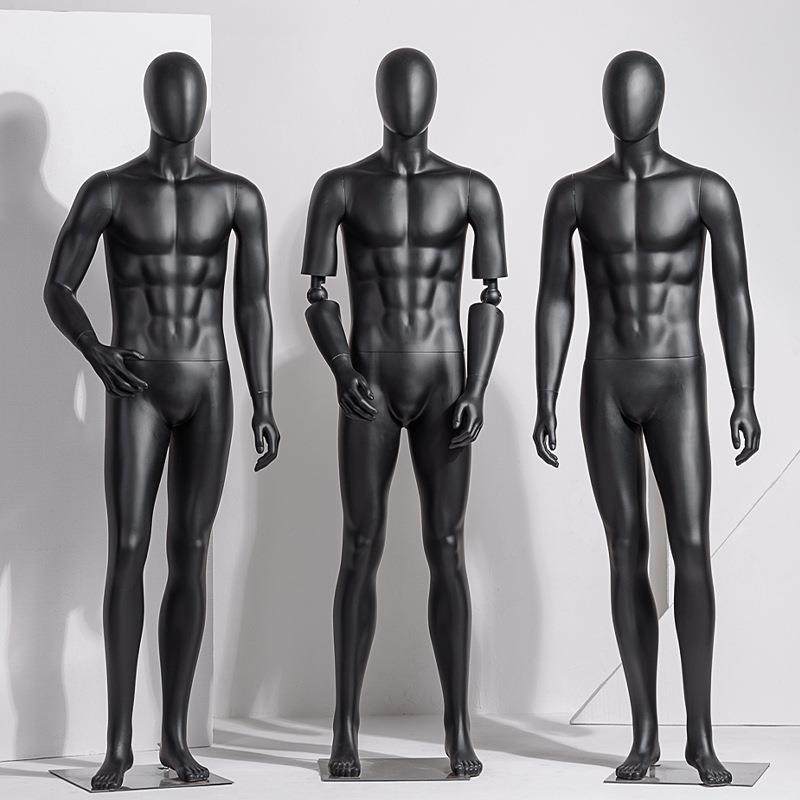 高档哑黑男模特道具全身展示架男装服装店橱窗假人仿真拍照模特架