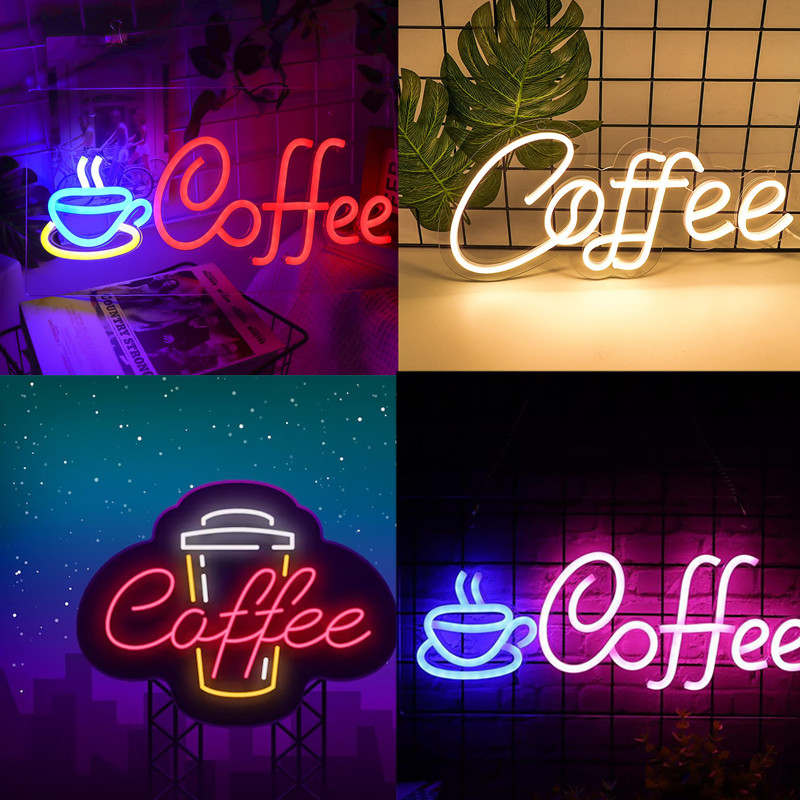 咖啡厅发光字奶茶店冷饮店插电背板霓虹coffee装饰灯广告灯牌水吧