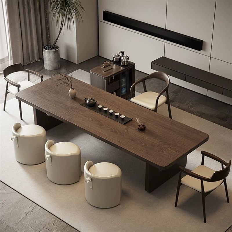 实木大板办公室泡茶桌椅组合现代简约原木中式客厅家用办公室茶台