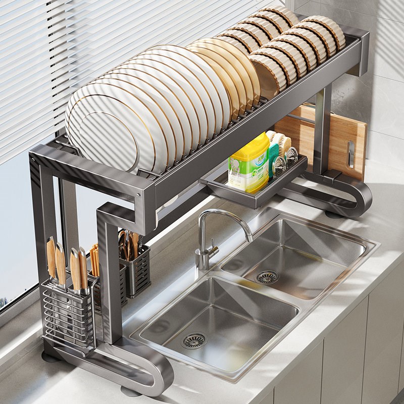 帅仕厨房水槽置物架多功能碗碟收纳架新款水池上碗架放碗盘沥水架