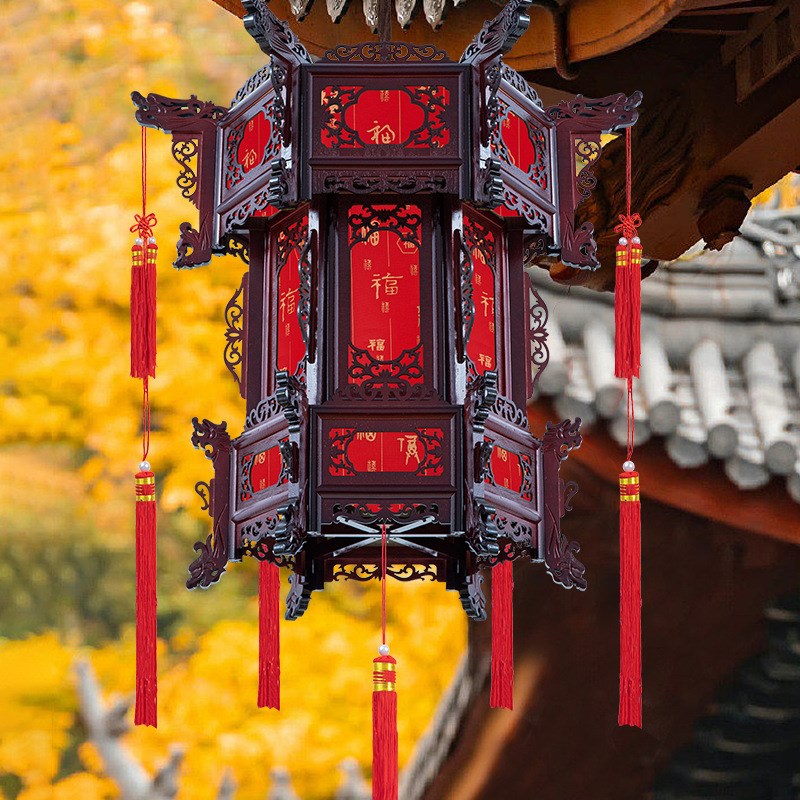中国风仿古古风灯p笼实木宫灯街道户外景区结婚景区装饰走马灯