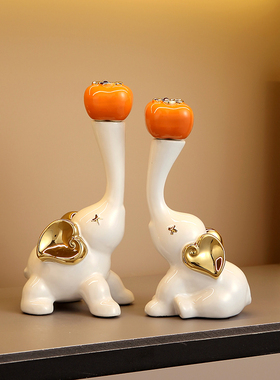 柿柿如意大象客厅l电视柜酒柜摆件高端大气轻奢办公室高级感装饰