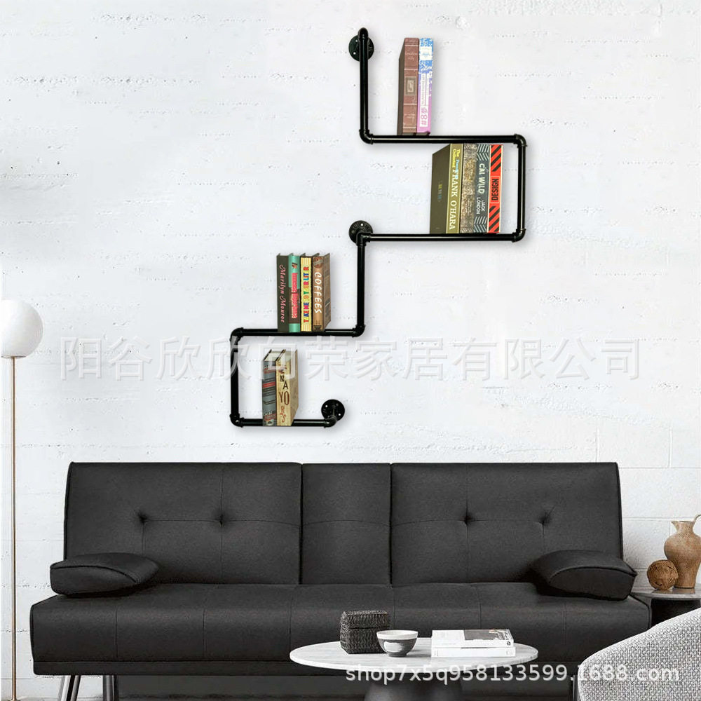美式复古工业风铁艺壁挂书架