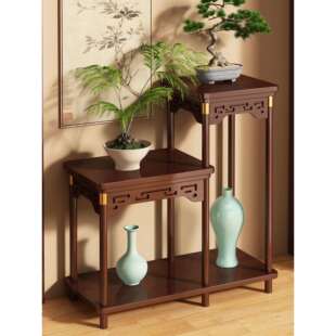 中式花架子客厅落地式花台置物架阳台花盆托架中古风多层实木边几