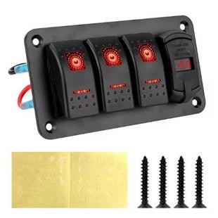 直销汽车改装4位面板开关电压表双USB端12v带灯拨动开关