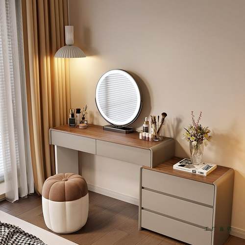 新款梳妆台卧室现代简约小户型轻奢化妆桌斗柜收纳一体实木化妆台