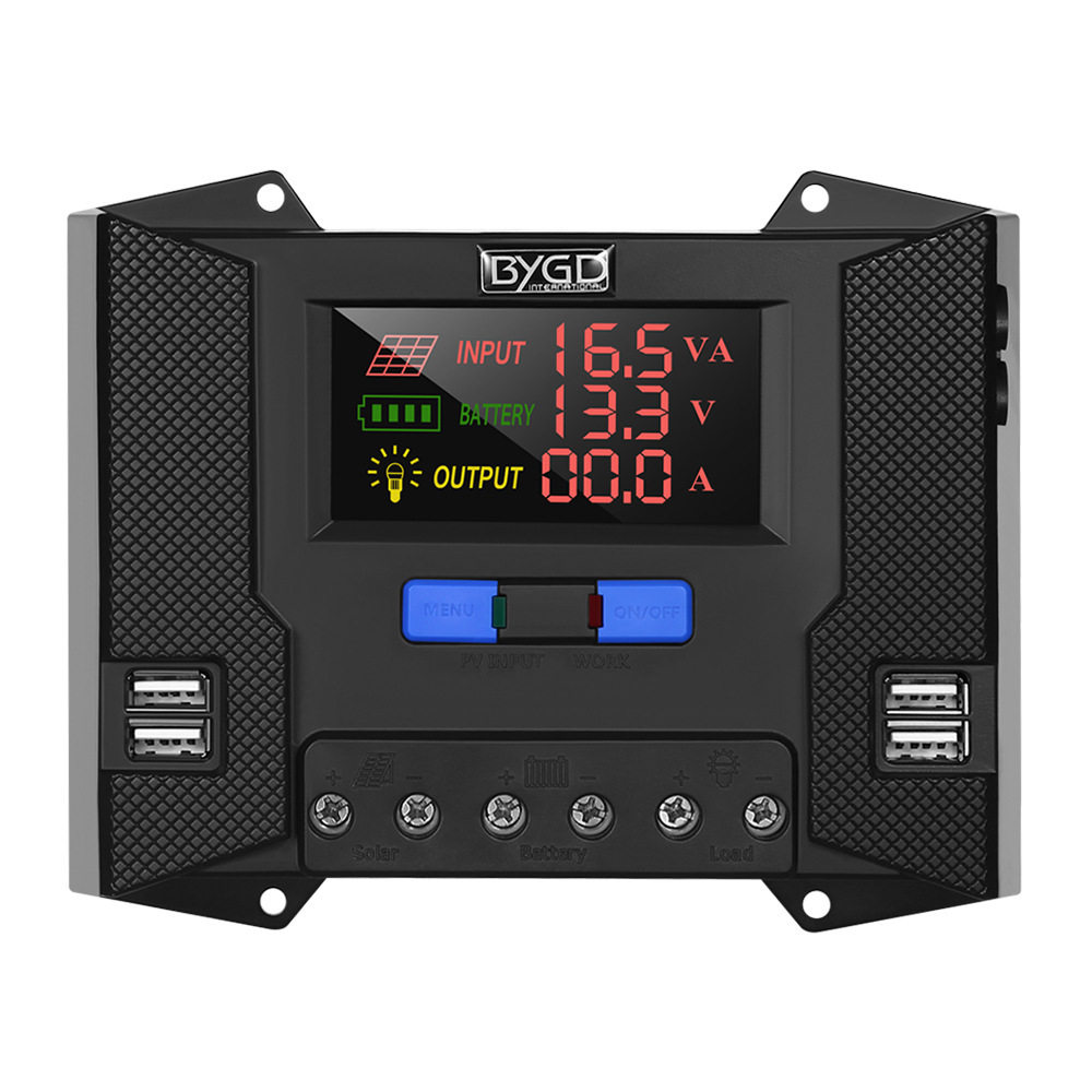 跨境热卖新品彩屏系列太阳能控制器10A-60A自动识别12V/24V充放电